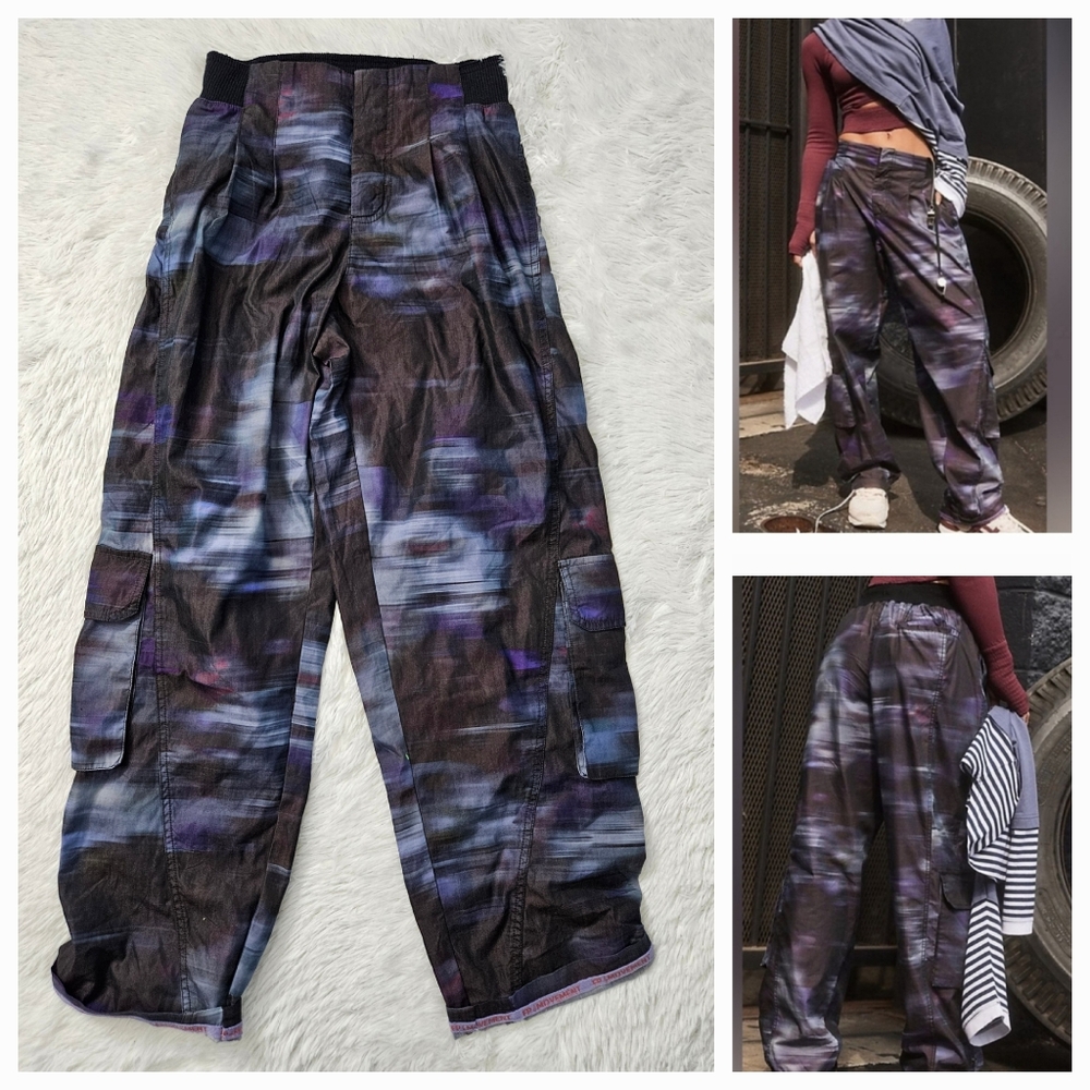 Free People Mesmerize Me Printed Pants Purple Combo